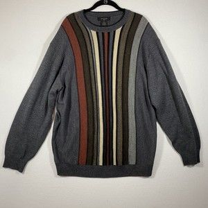 Protege Sweater Men's XXL Pullover 3D Textured Gray Brown Multicolored